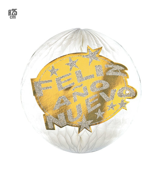 Holografischer Wabenball in Gold und Silber mit 25 cm Durchmesser