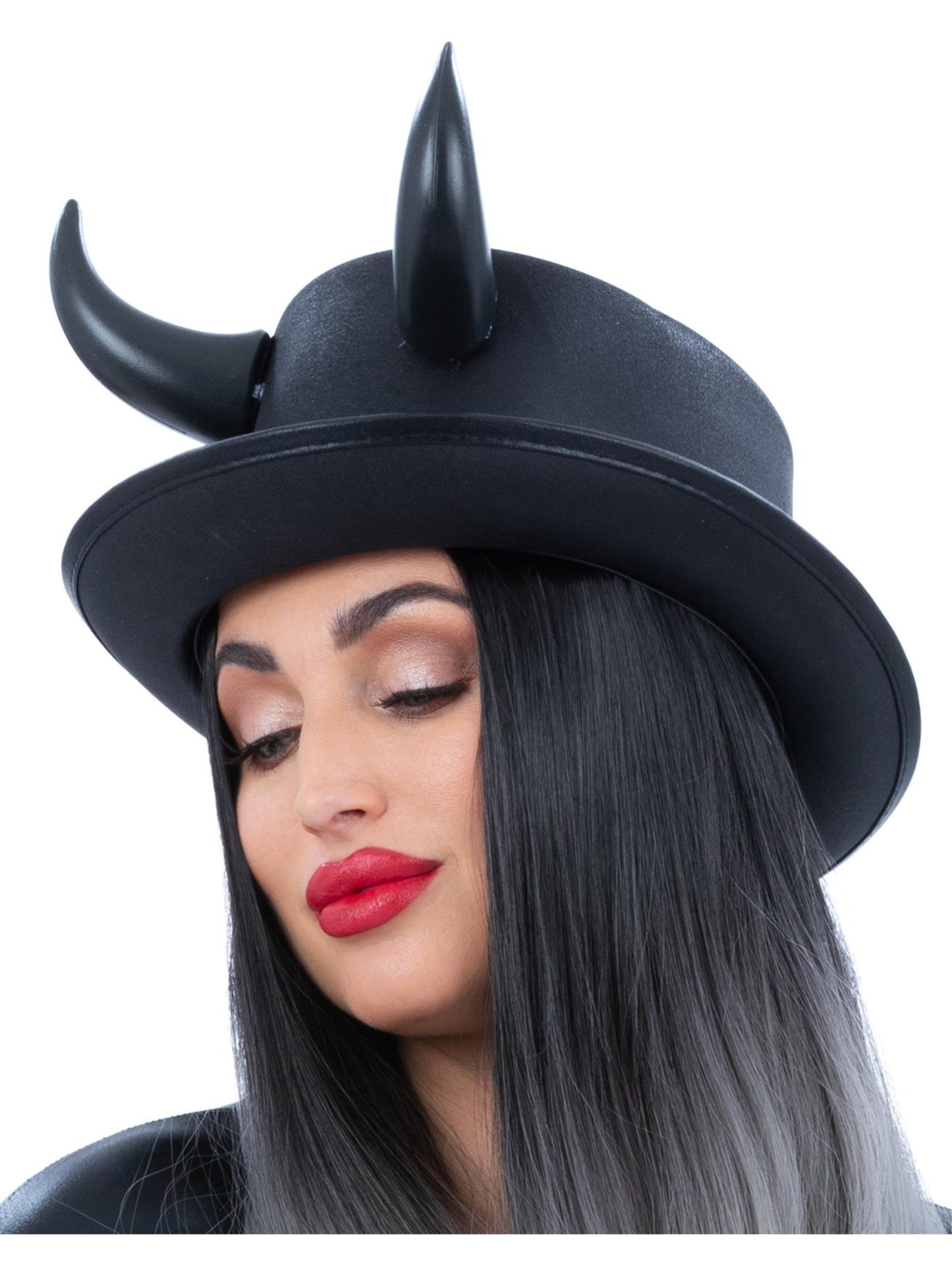 Smiffys Devil Metallic Top Hat schwarz mit Teufelshörnern für Erwachsene