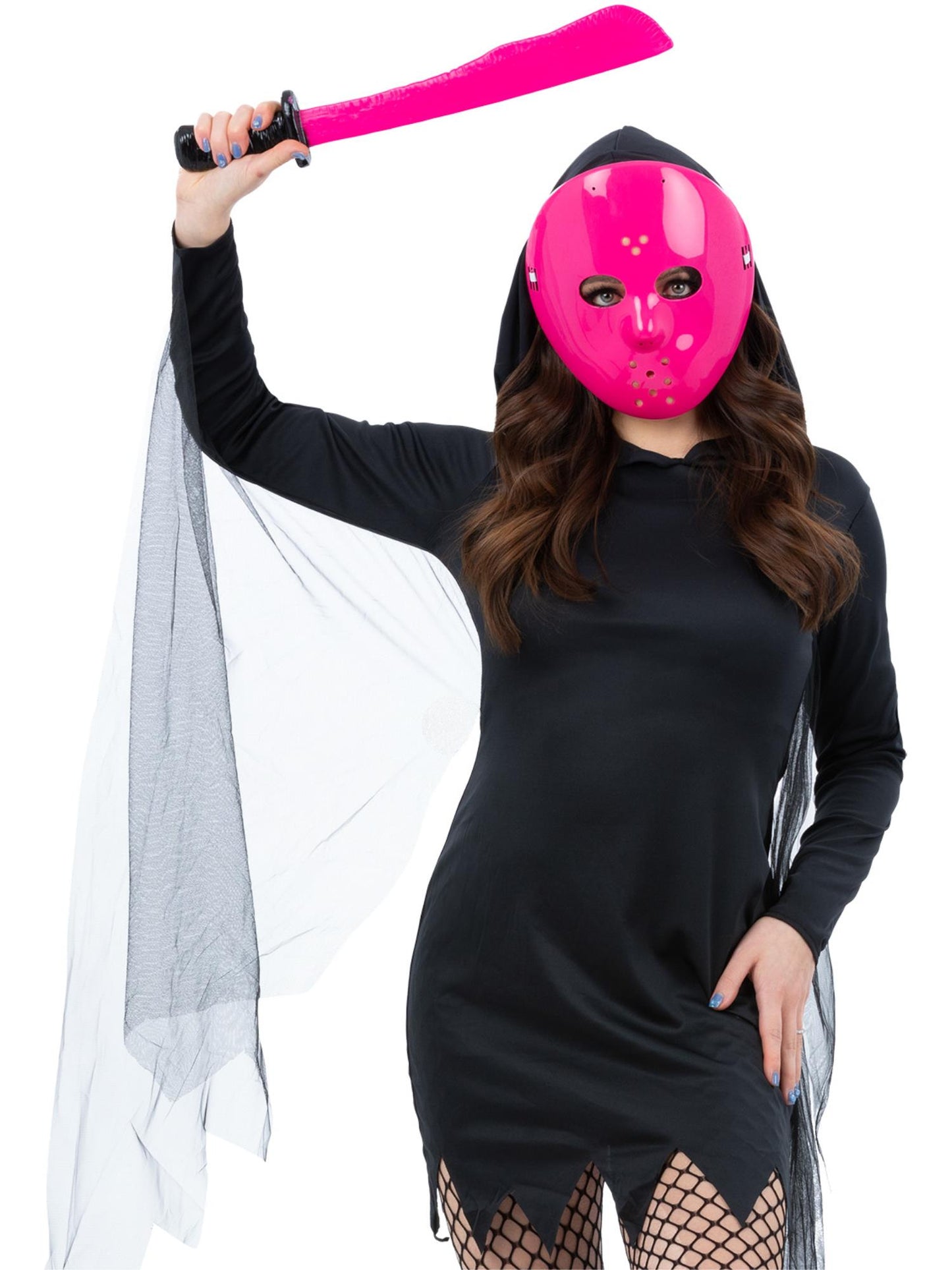 Smiffys Pink Hockey Mask & Machete Kit für Unisex