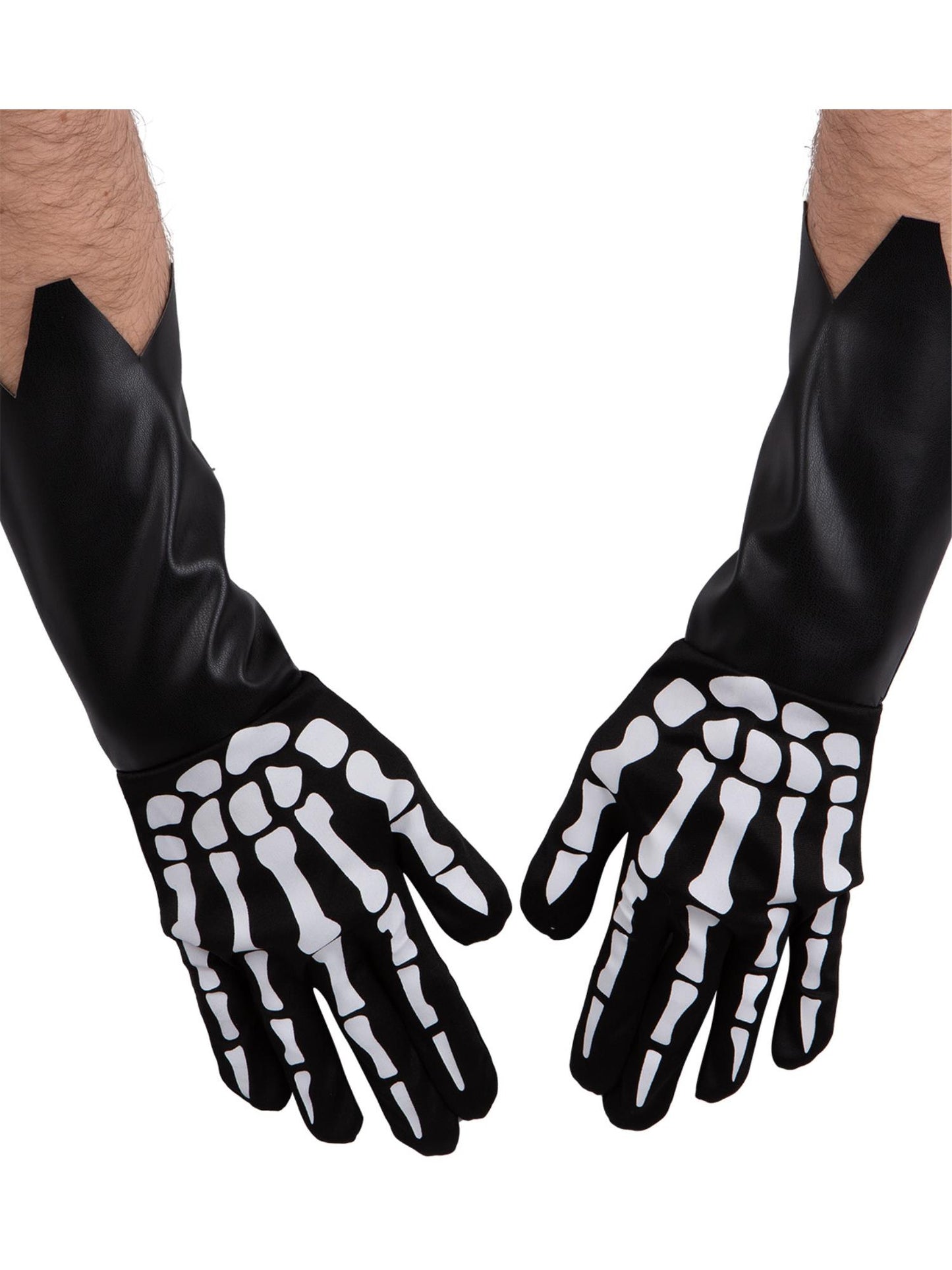 Smiffys Skeleton Gauntlet Gloves schwarze Skelett-Handschuhe für Erwachsene
