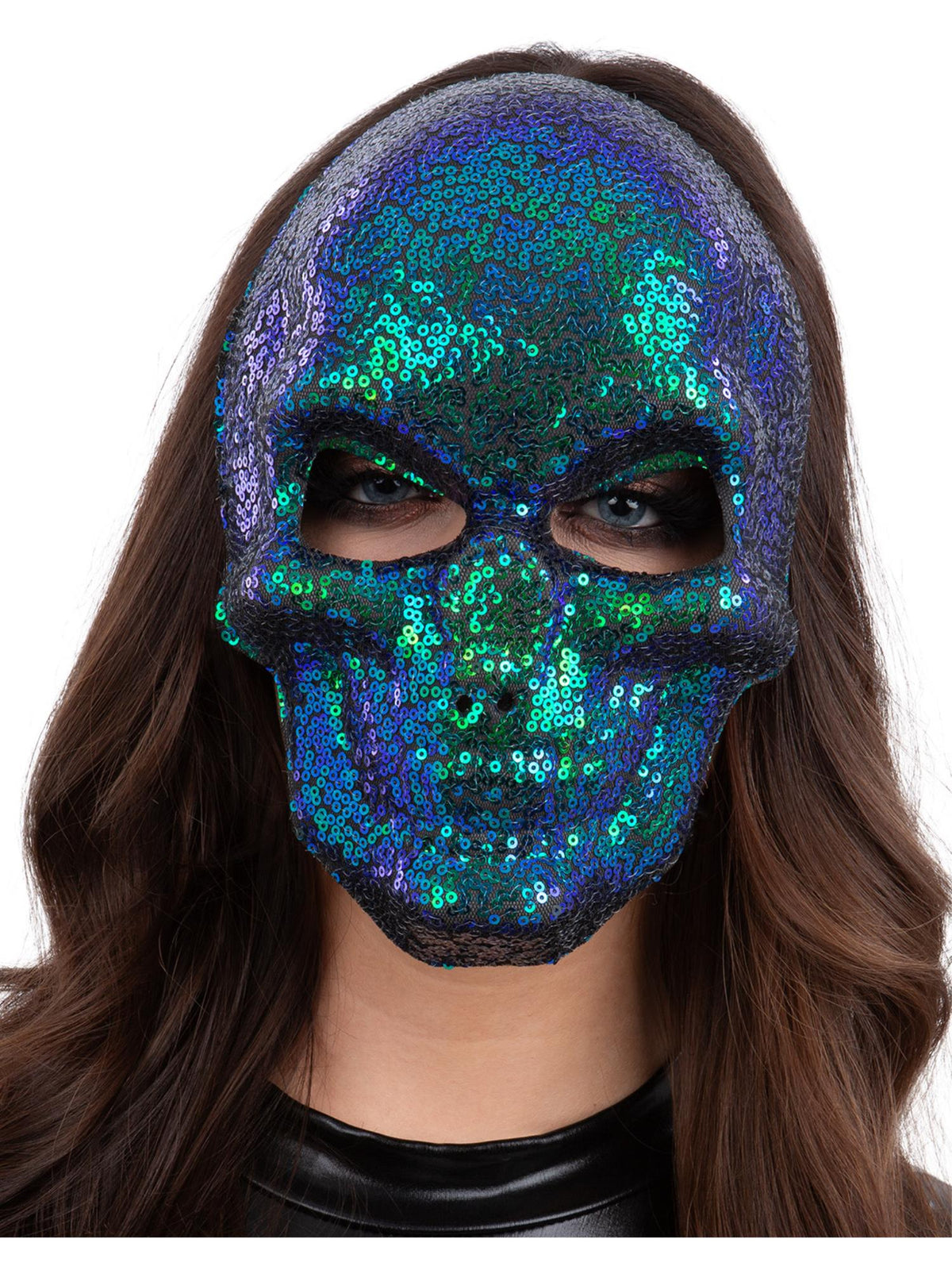 Smiffys Sequin Skull Mask, Two Tone Blue & Green für Unisex