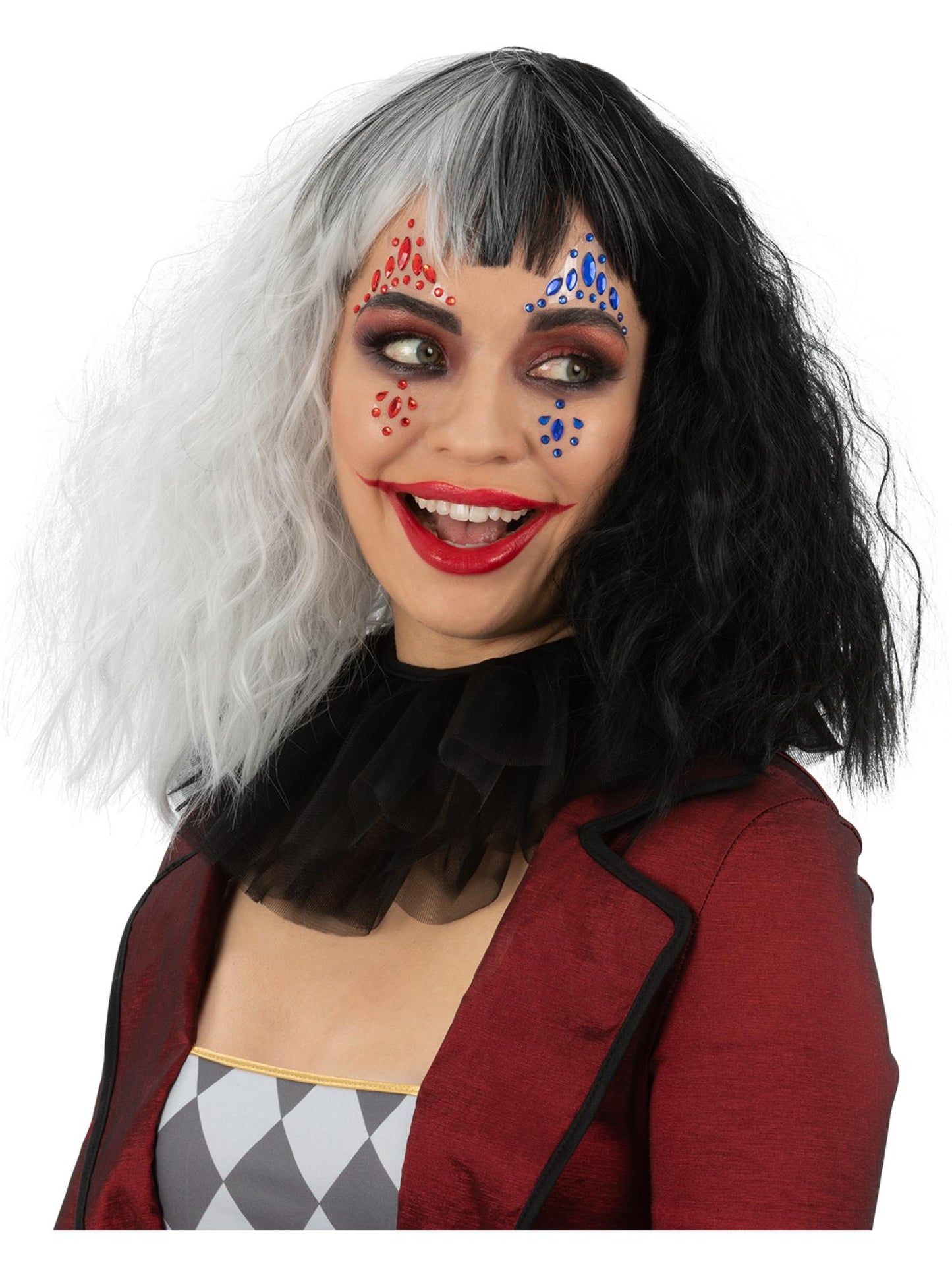 Smiffys Make-Up FX Jester Face Jewels in Rot – selbstklebende Gesichtsjuwelen