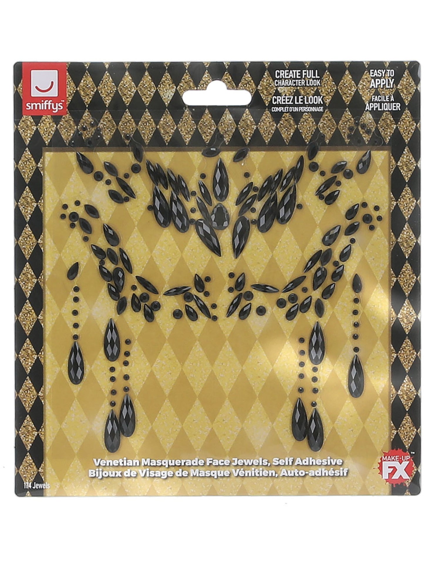 Smiffys Make-Up FX,Venetian Masquerade Face Jewels CD für Unisex
