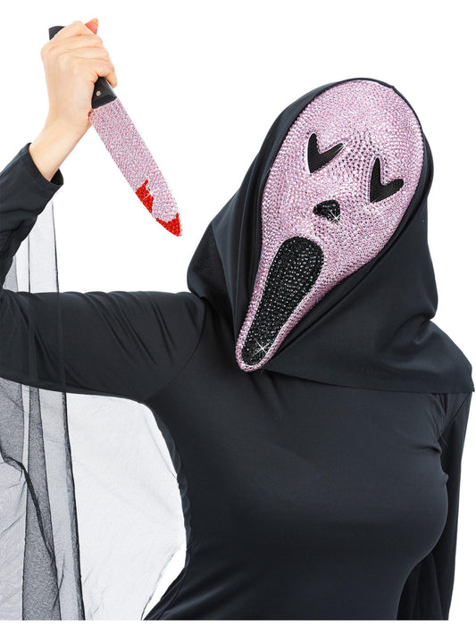 Smiffys Deluxe Pink Jewelled Screamer Kit mit Maske und Messer-Accessoire für Damen