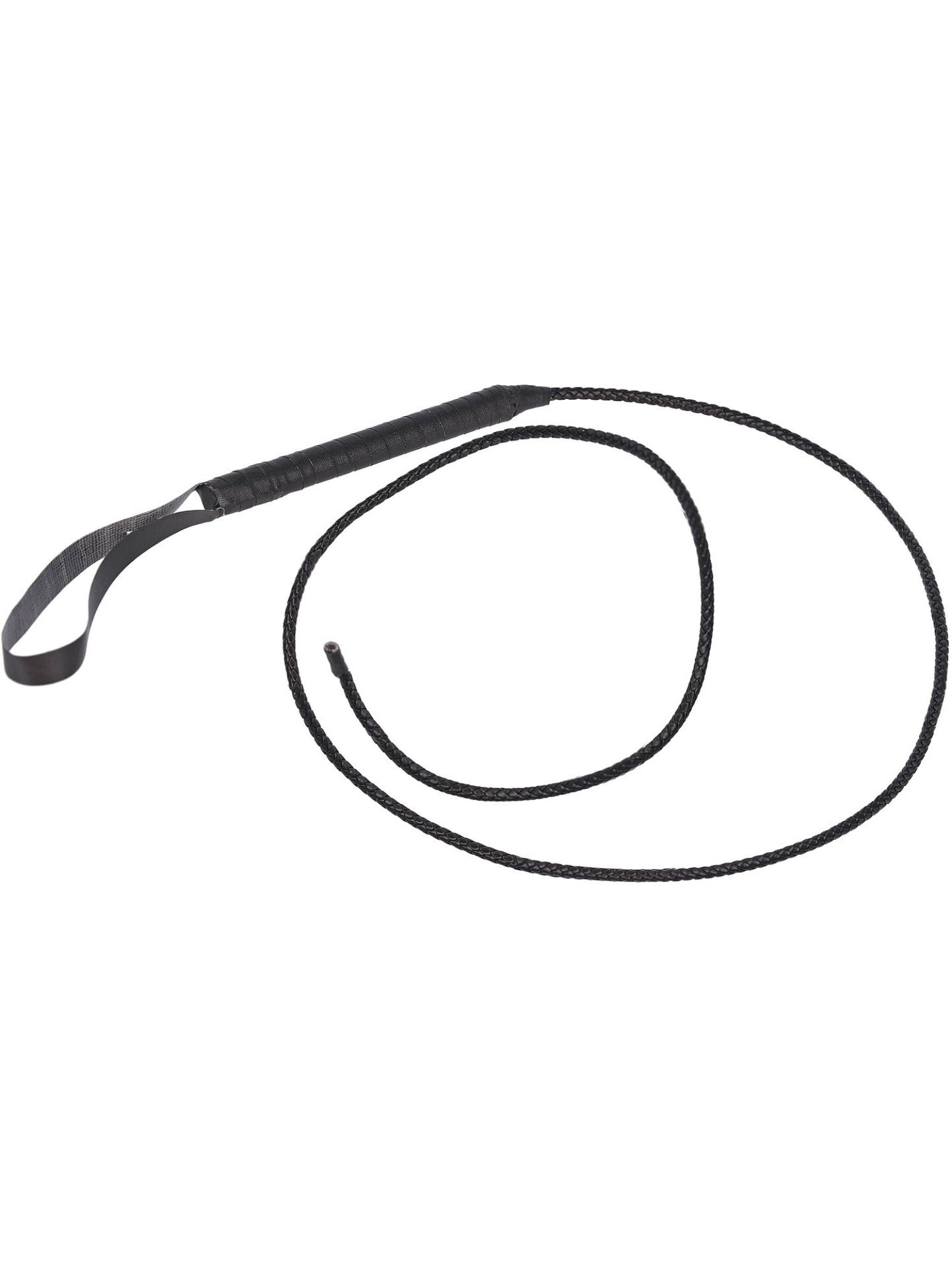 Smiffys Bull Whip aus schwarzem PU, 2 m lang – Detailansicht