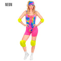 "80er Jahre ROLLERBLADER" (Body, Shorts, Sonnenkappe, Ellenbogen- und Knieschoner) – Vorderansicht