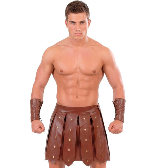 Gladiator Kostüm mit Kunstlederrock und Armbändern für Fasnacht