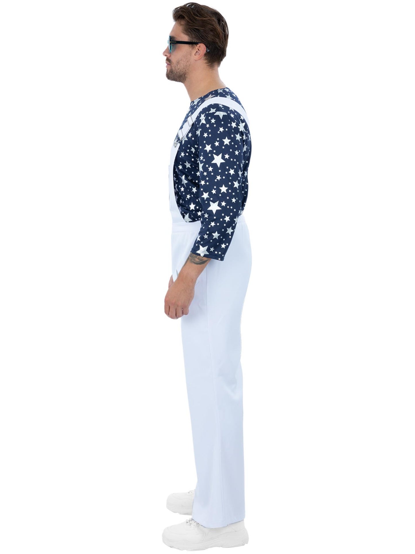 Smiffys Elton John Rocket Man Kostüm blau mit Dungarees und Top – Detailansicht