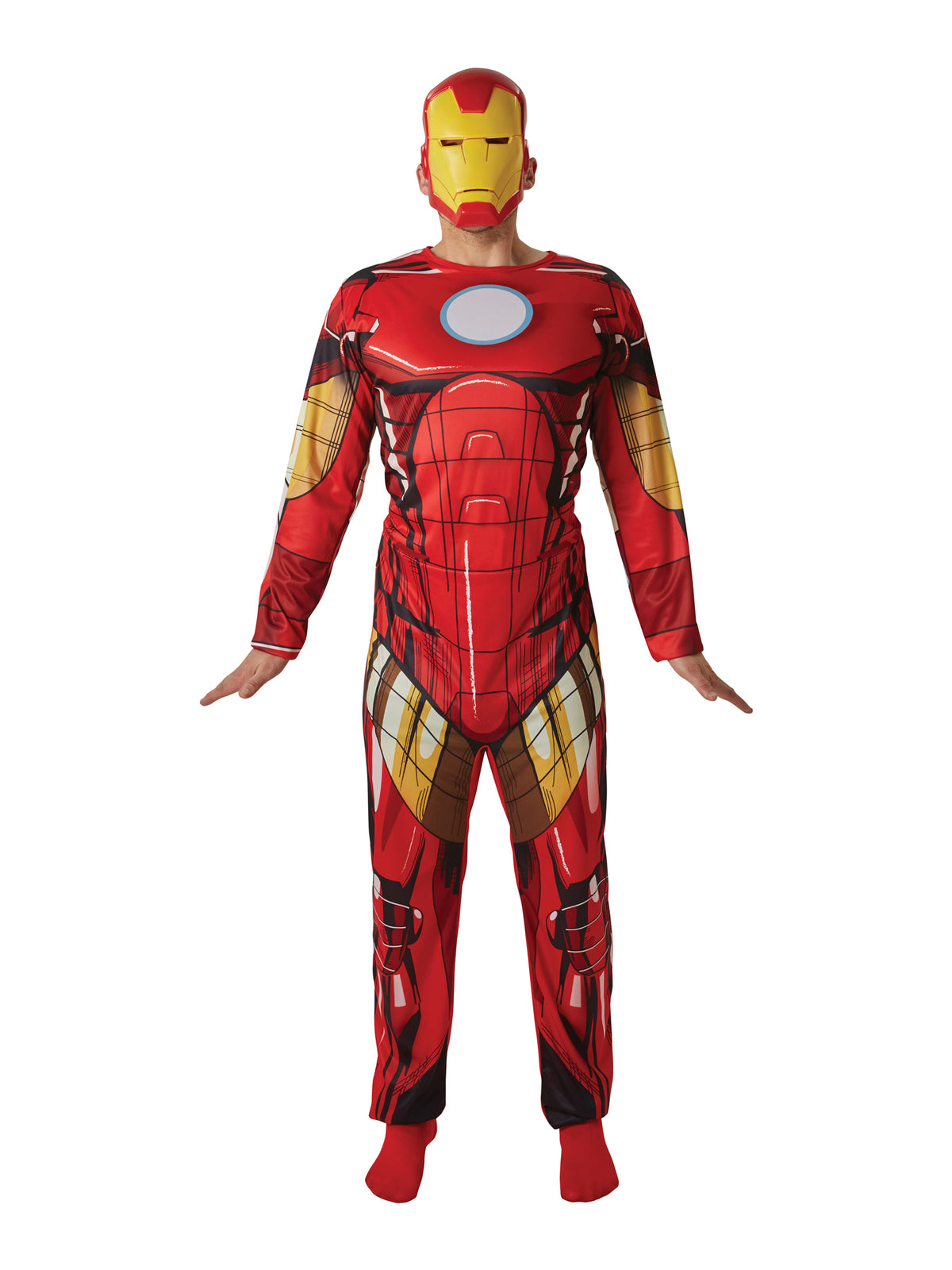 Rubies Iron Man Kostüm für Herren mit bedrucktem Overall und Kunststoffmaske