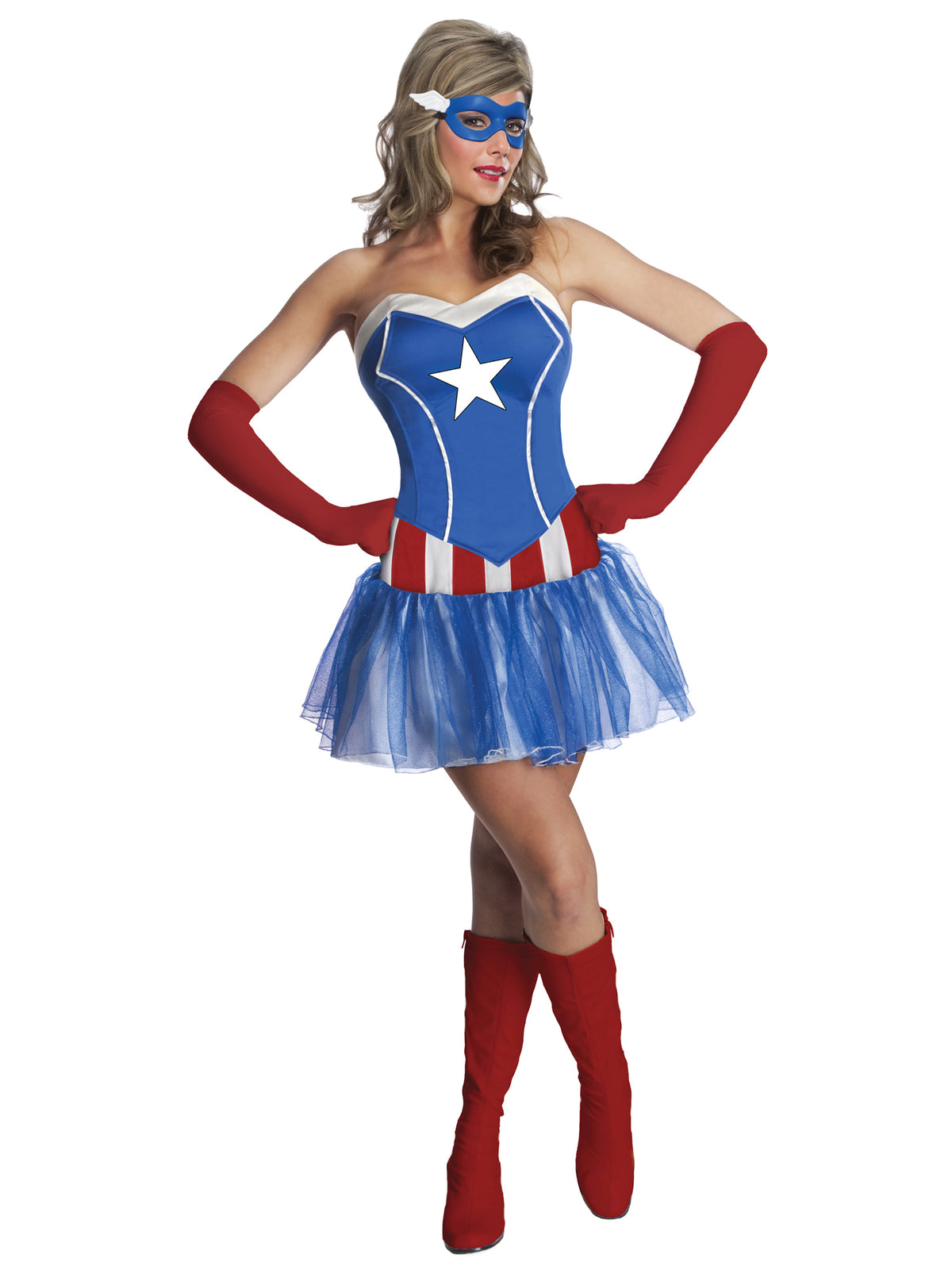 Rubies American Lady Kostüm für Damen mit Tutu-Kleid, Stulpen und Maske
