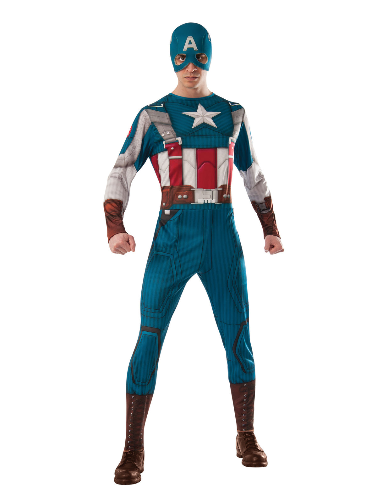 Rubies Retro Captain America Kostüm für Herren mit Overall und Headpiece