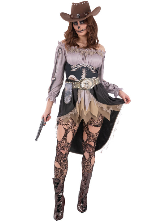 Smiffys Skeleton Saloon Damenkostüm in Schwarz – Produktansicht