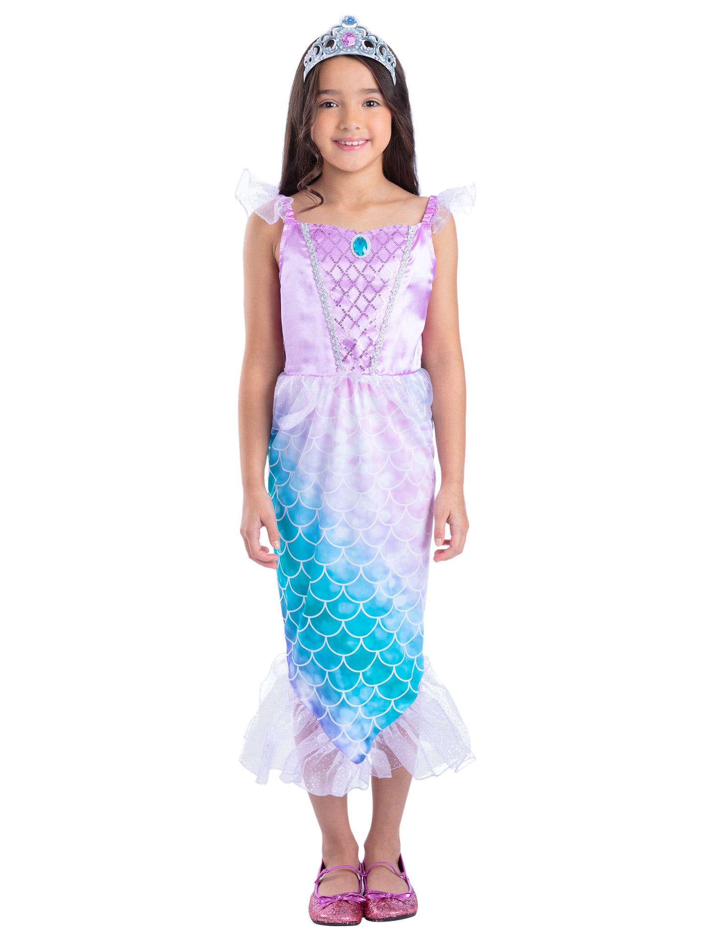 Smiffys Mermaid Princess Kostüm für Mädchen mit Kleid und Tiara