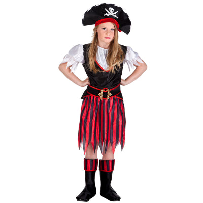 Boland Piratin Annie Kinderkostüm für Mädchen in Rot-Schwarz-Gold Grösse 4-6 Jahre