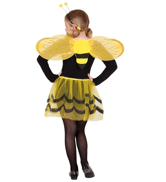 Biene Kostüm Set mit gelbem Tutu, schwarzen Flügeln und Antennen