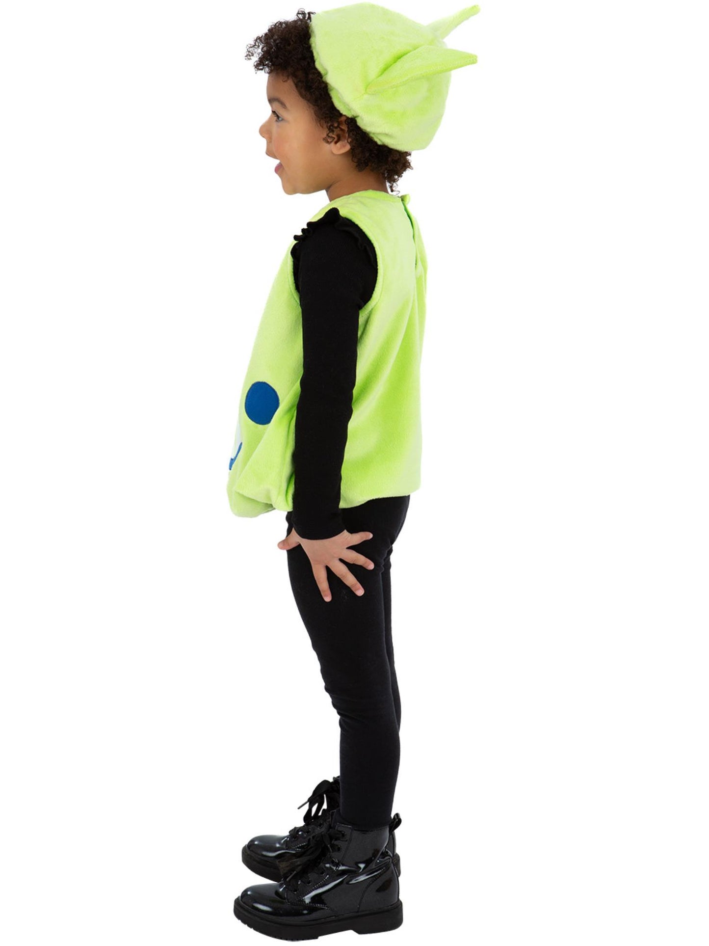 Smiffys grünes Alien-Kostüm für Kleinkinder mit Tabard und Hut – Seitenansicht