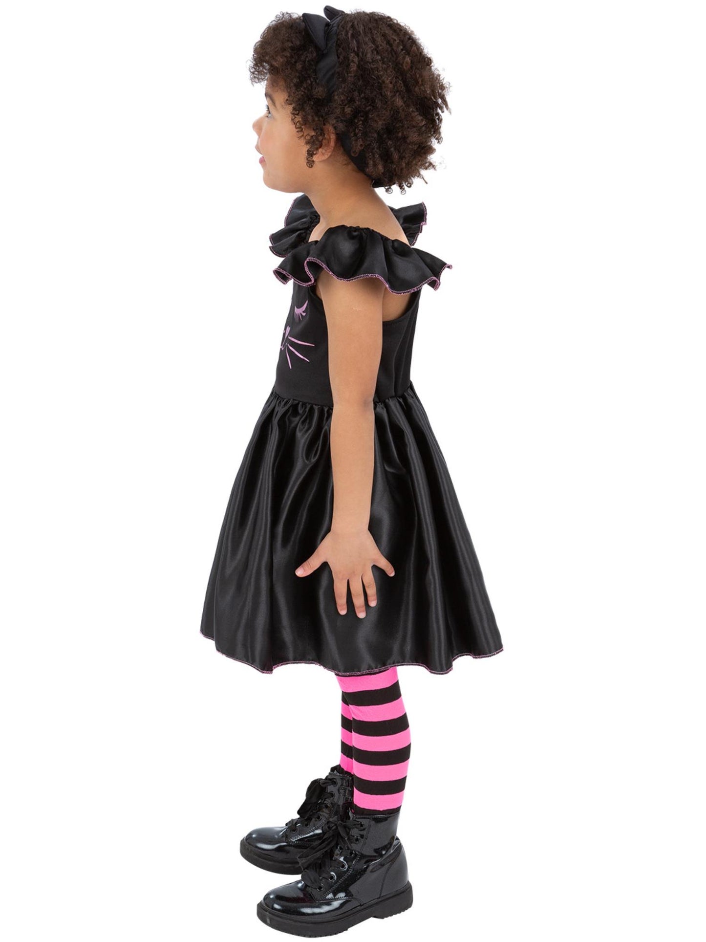Smiffys Katzenkostüm für Mädchen mit Kleid und Haarreif – Seitenansicht
