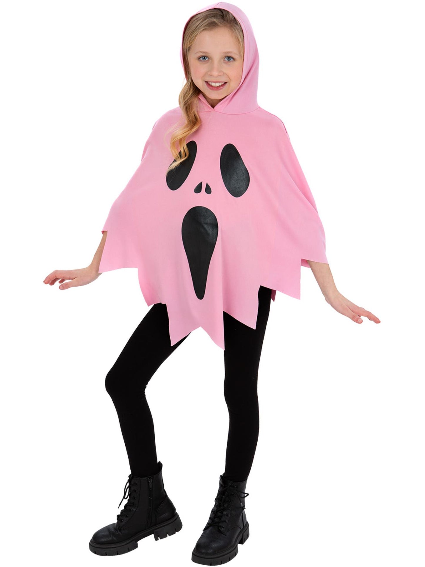 Smiffys pinker Geister-Poncho für Mädchen