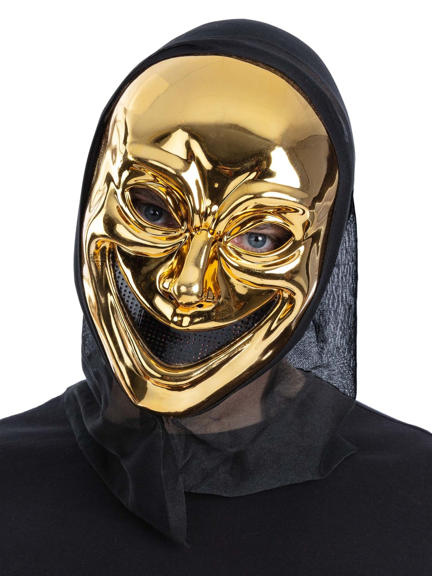 Smiffys Gold Smiling Killer Hooded Mask für Unisex
