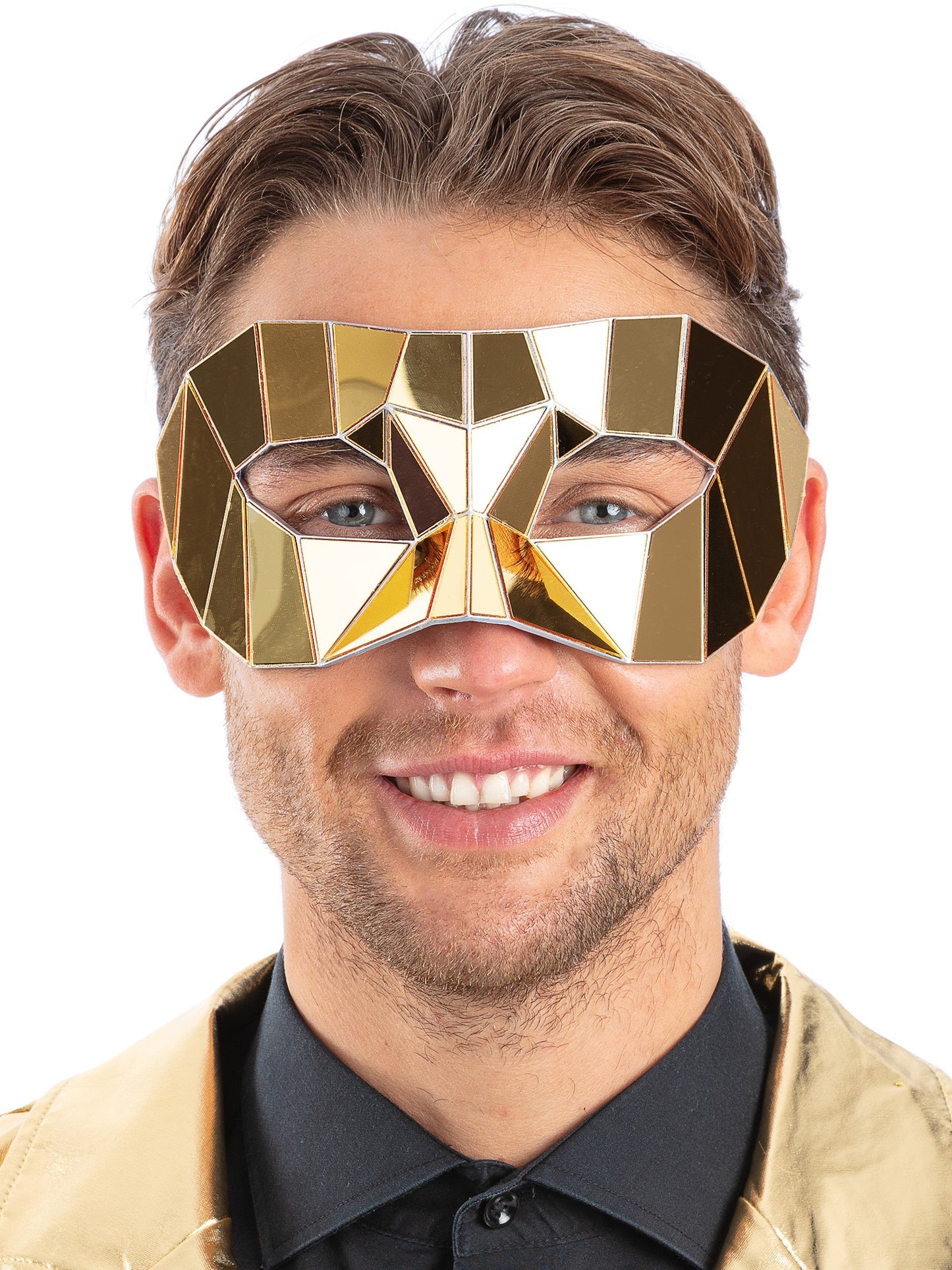 Smiffys Gold Mirrored Masquerade Eyemask für Unisex