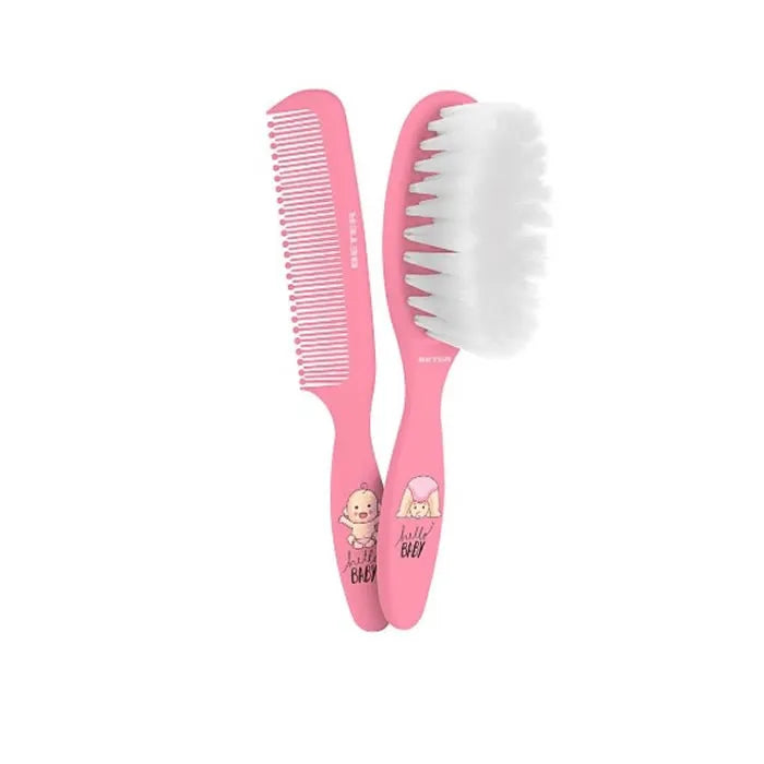 BETER Baby-Bürsten- und Kammset Pink