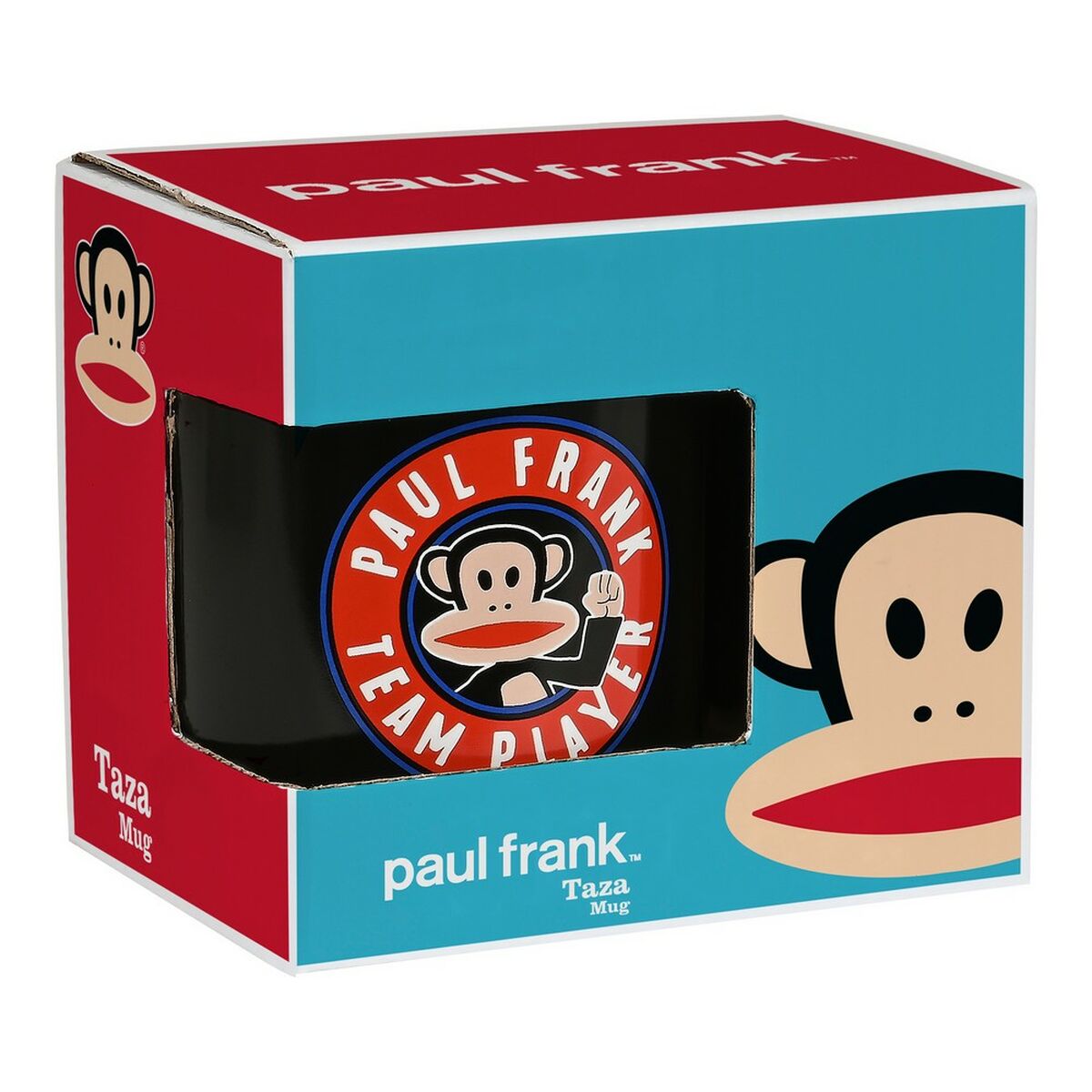 Paul Frank Team Player Henkelbecher aus schwarzer Keramik, 350 ml – Seitenansicht