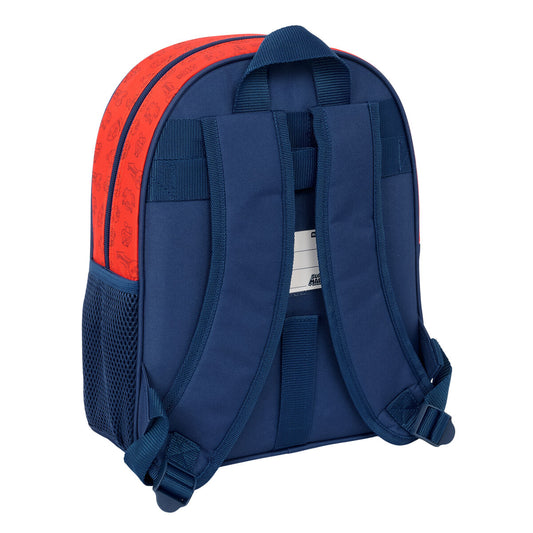 Super Mario Schulrucksack in Rot und Dunkelblau, Polyester, MaĂe 28x34x10 cm.