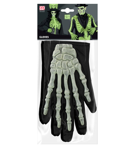 3D Neon Skelett Handschuhe in leuchtenden Farben für Fasnacht und Halloween