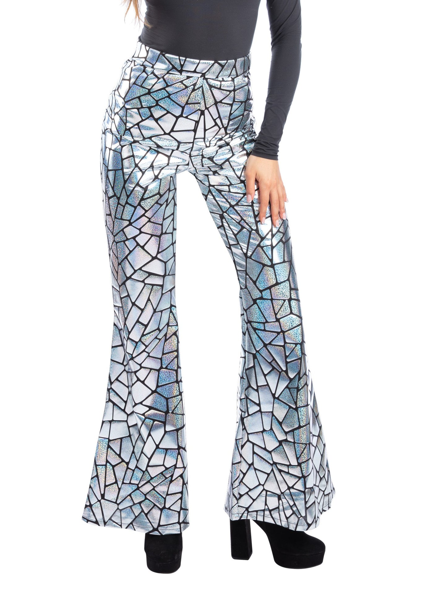 Smiffys Disco Darling silberne Schlaghose für Damen