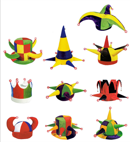 Leuchtender Clown Hut aus Samt in verschiedenen Modellen