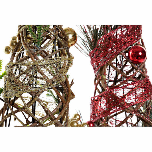 Weihnachtsbaum DKD Home Decor Rot grün Gold 16 x 16 x 41 cm Kunststoff (2 Stück)
