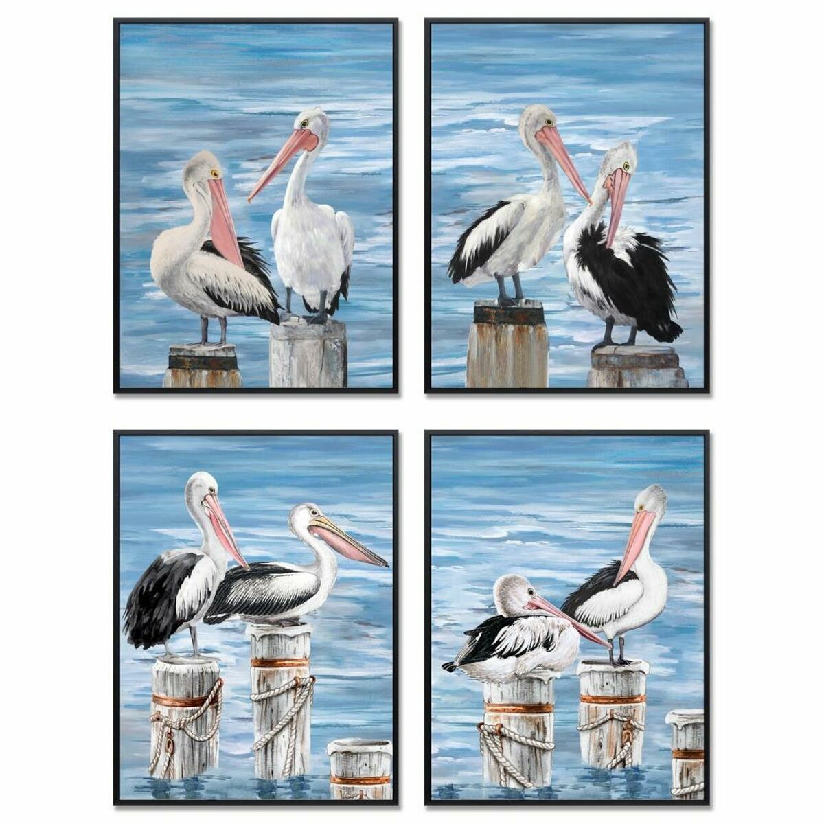 Leinwandbild DKD Home Decor mit mediterranem oder Vogelmotiv, 53 x 3,5 x 73 cm