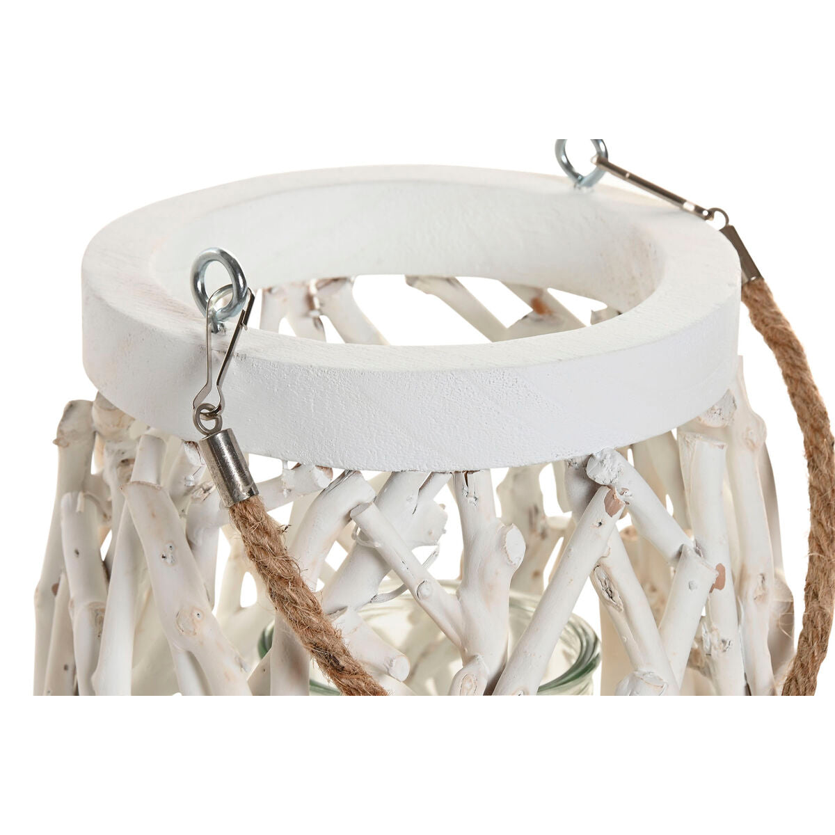 Home ESPRIT Kerzenschalen Set aus weissem Holz und Kristall im Shabby-Chic-Design – Seitenansicht
