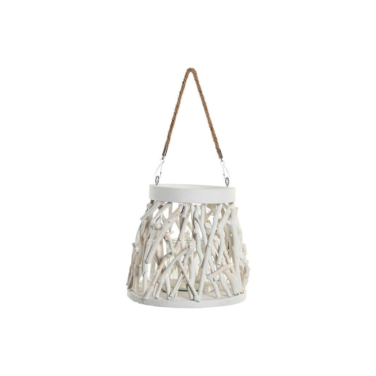 Kerzenschale Home ESPRIT Weiß Holz Kristall 35 x 35 x 32 cm (2 Stück)