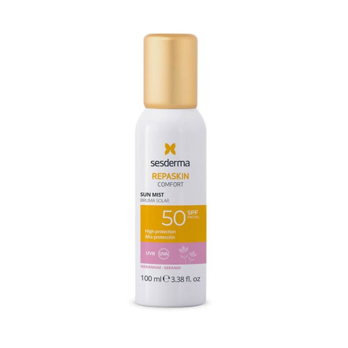 Sesderma, Repaskin Confort, Geranie, Protecting, Vor Sonneneinstrahlung, Spray, Für das Gesicht, SPF50, 100 ml