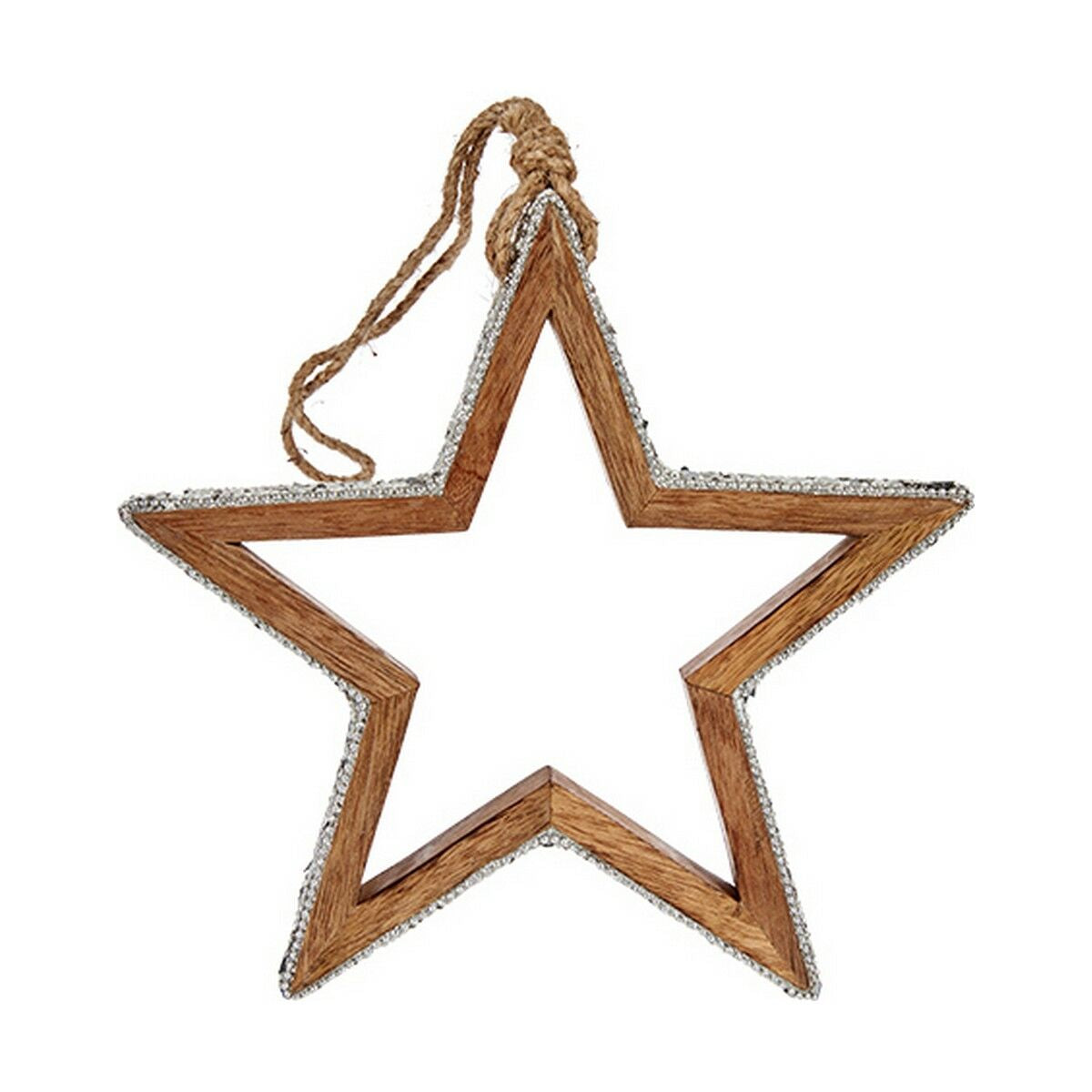 Weihnachtsschmuck Krist+ Silberfarben Holz Glitzernd Stern Silhouette 23 x 2,5 x 40 cm
