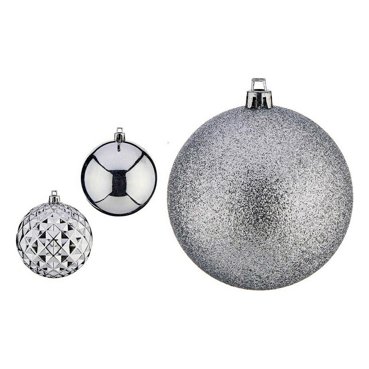 Silberfarbene Krist+ Weihnachtsbaumkugeln aus PVC, 3 Stück, Ø 8 cm