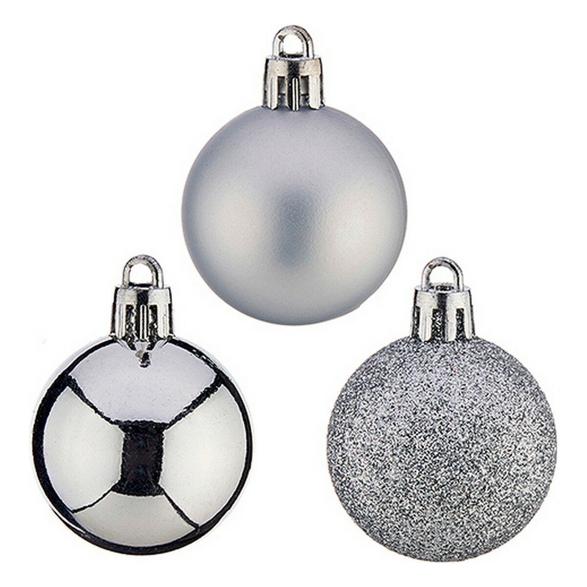 Silberfarbene Krist+ Weihnachtsbaumkugeln aus PVC, Durchmesser ca. 4 cm