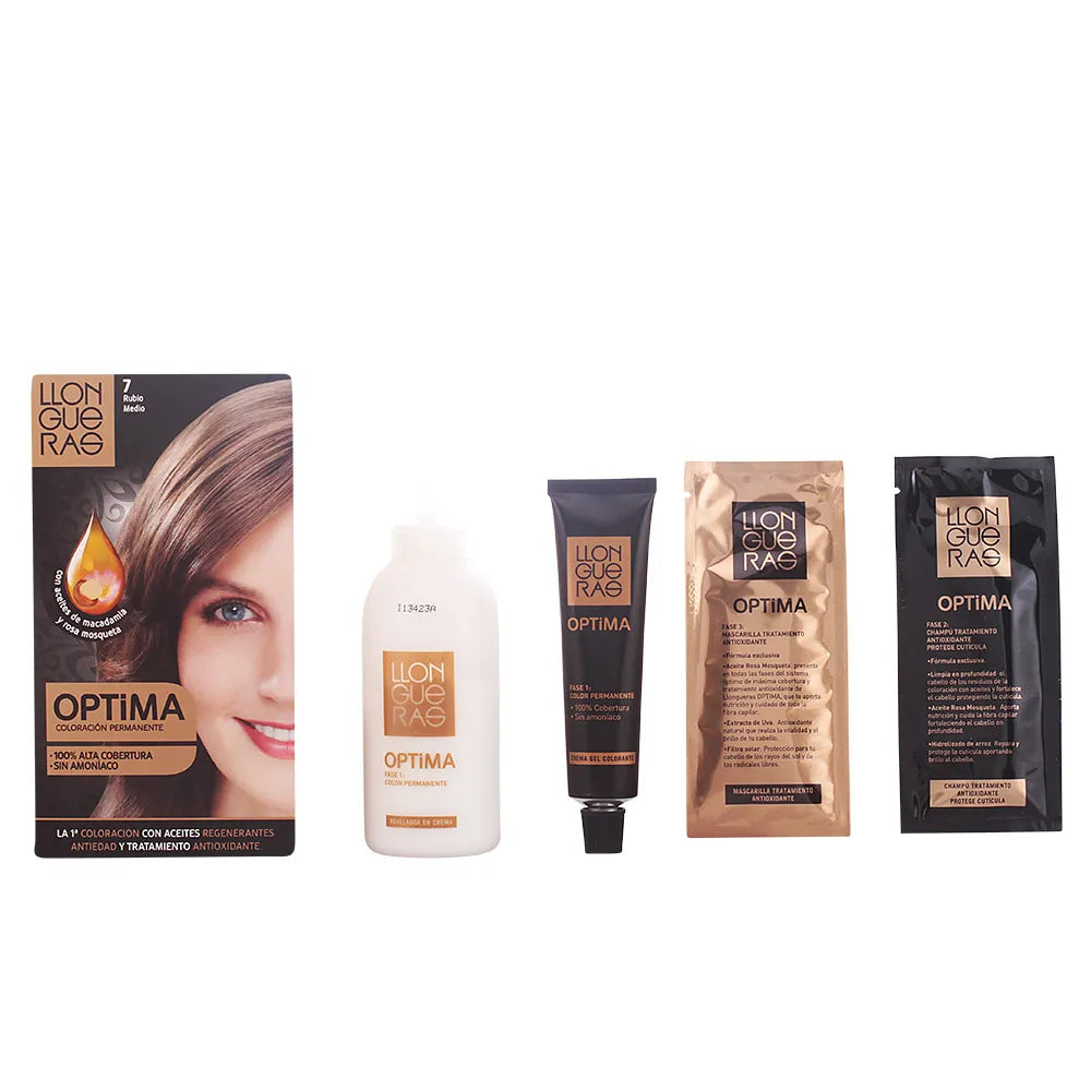 LLONGUERAS LLONGUERAS Optima Permanente Haarfarbe Ammoniakfrei 7 Medium Blond