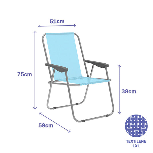 Gepolsterte Campingstuhl Marbueno Blau 59 x 75 x 51 cm
