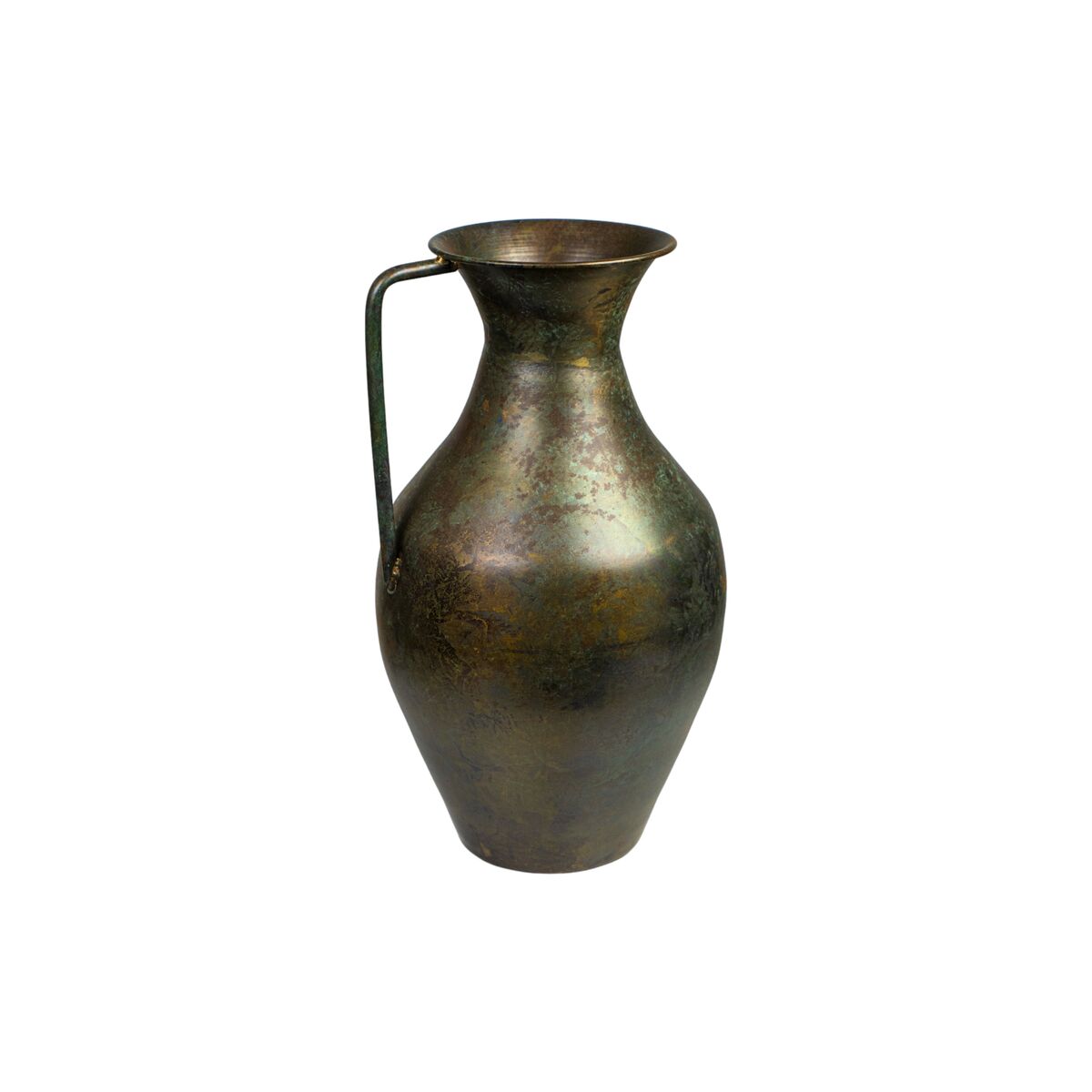 Romimex Antique Vase braun aus Metall mit Griff