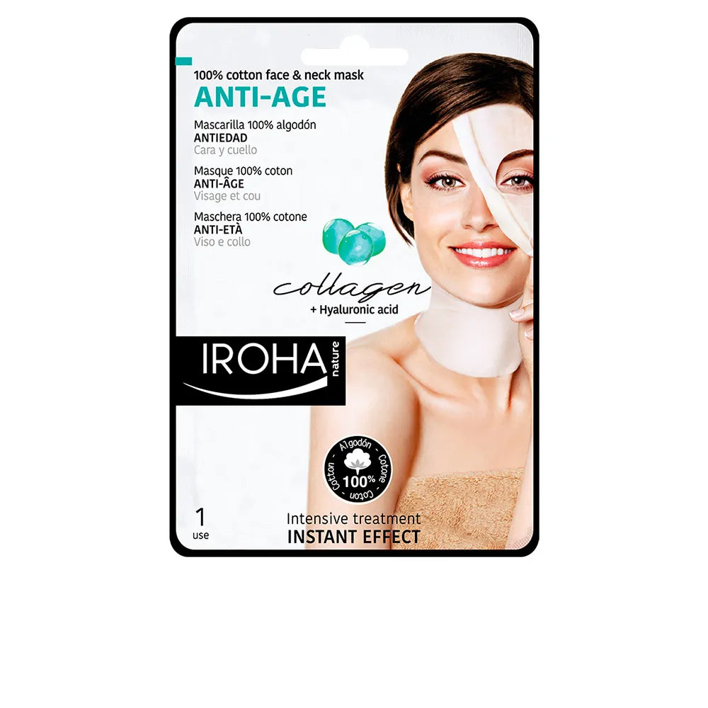IROHA NATURE IROHA NATURE Anti Age Baumwoll-Gesichts- und Halsmaske mit Kollagen 1 Stück Kosmetik