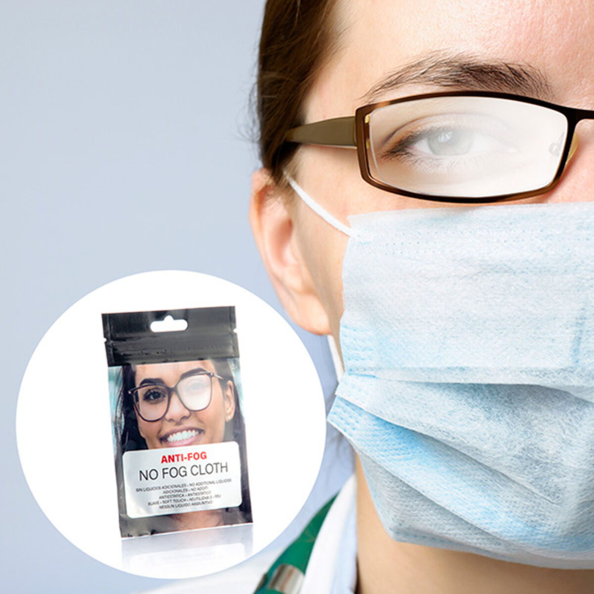BigBuy Wellness Antibeschlagtücher für Brillen im 50er-Pack, graue Mikrofaser-Tücher – Seitenansicht