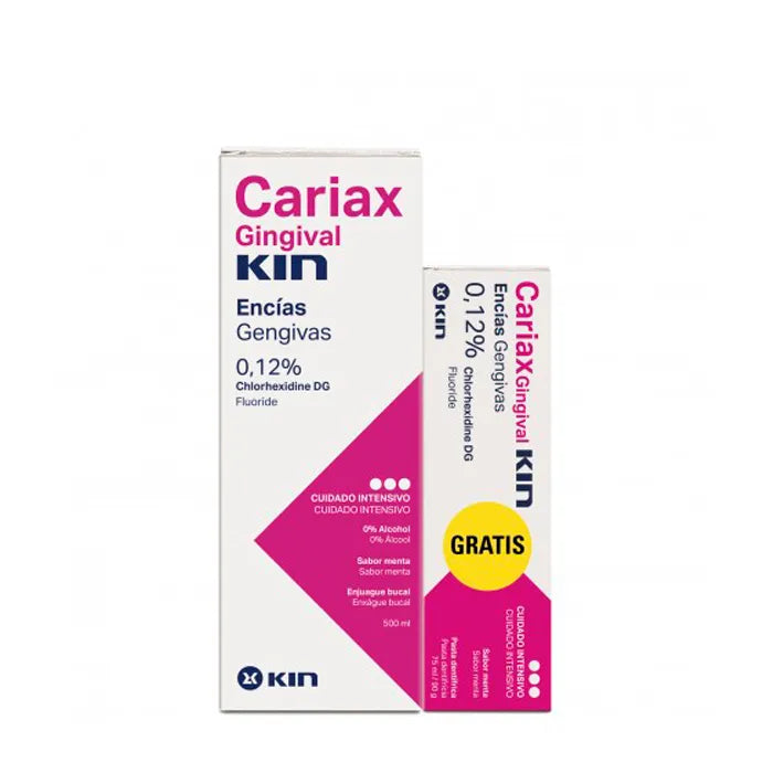 KIN Cariax Gingival Mundpflege-Set mit 500 ml Mundspülung und 75 ml Zahnpasta