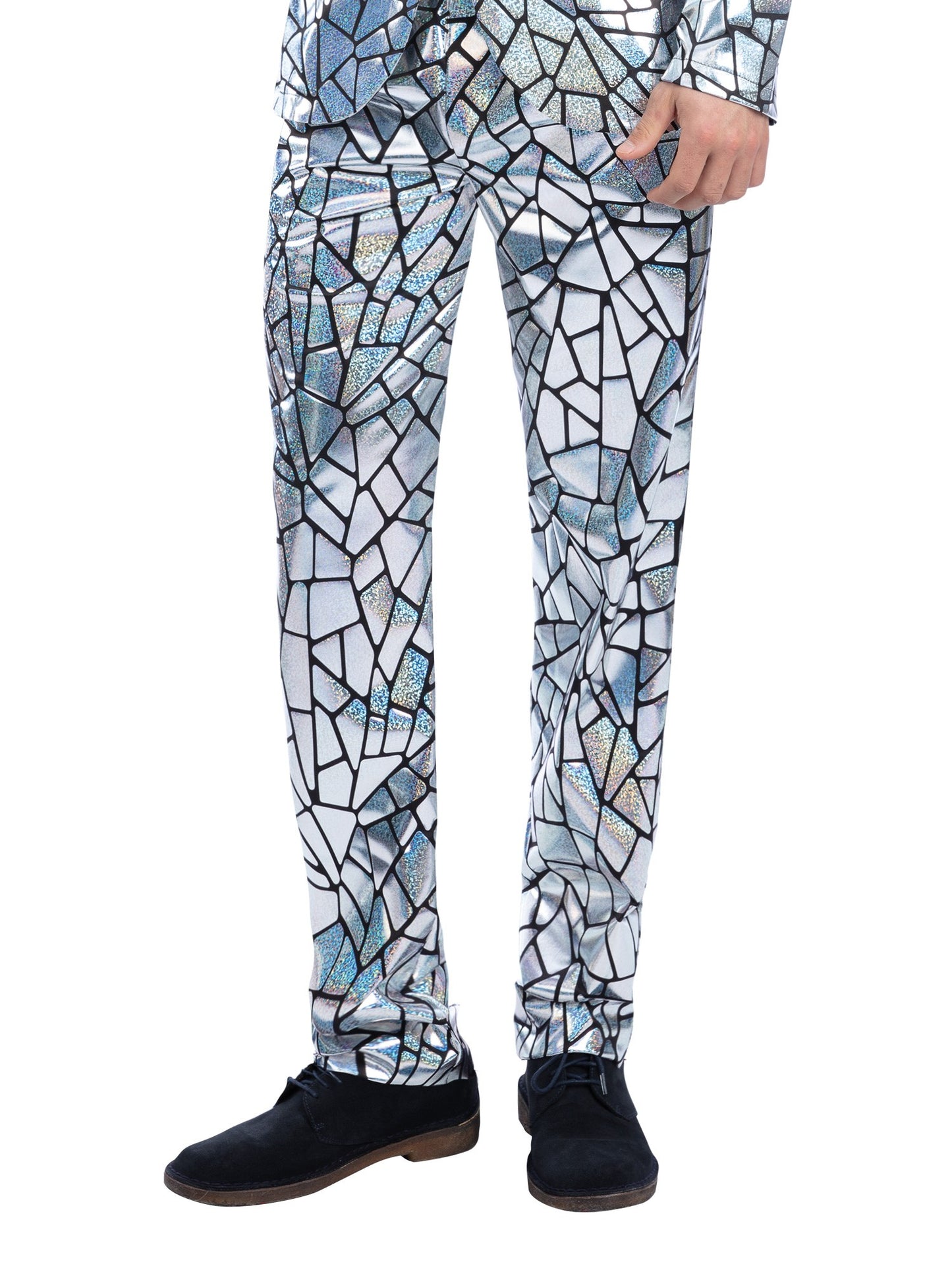Smiffys Mirror Mirror holografische Hose für Herren in Silber