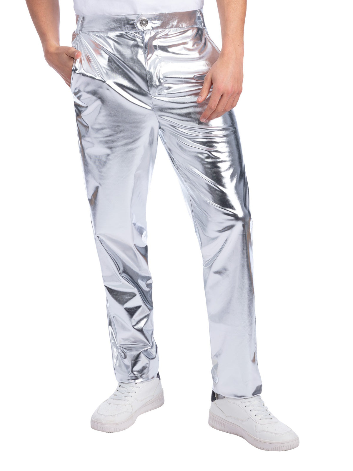 Smiffys Sterling Silver Trousers, Metallic Silver CS für Herren