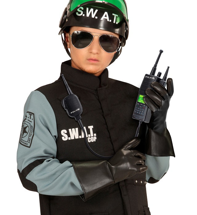Schwarze Kinderhandschuhe aus Kunstleder für Piratenkostüme