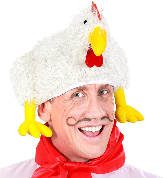 Detailreicher Hühnerhut als Kostümzubehör für Fasnacht und Mottoparty