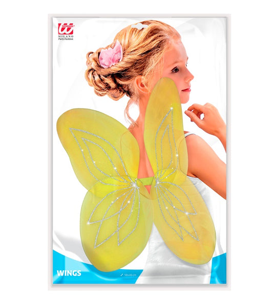 Gelbe Flügel 58x46 cm als Kostümzubehör für Fasnacht