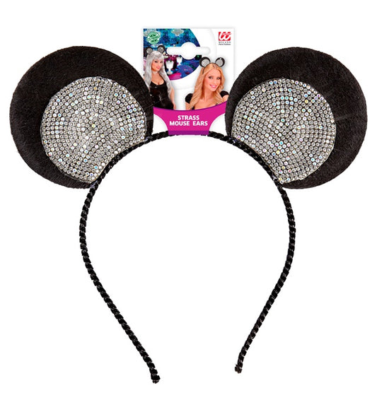 Strass-Mausohren mit glitzernden Steinen für Fasnachtskostüm